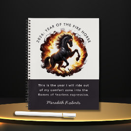 Cuaderno Cita motivacional del año 2026 del Caballo de Fueg