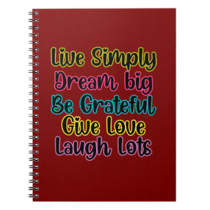 Cuaderno Cita Motivacional Vive Simple Soñar Dar Amor