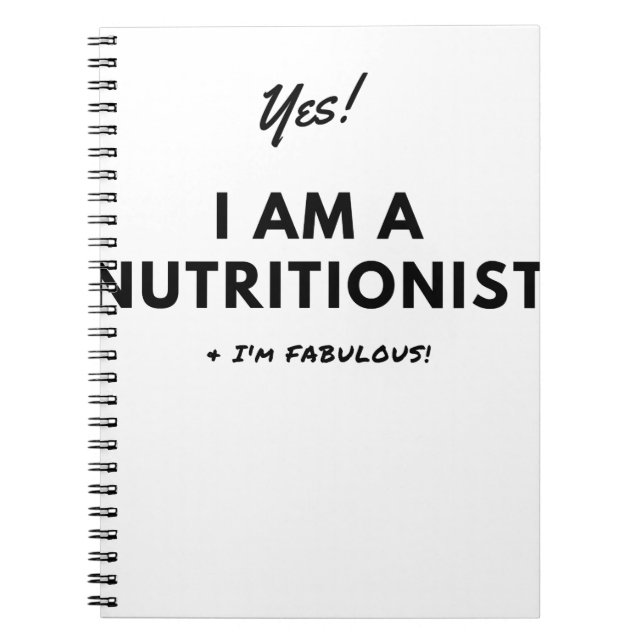 Cuaderno Cita negra y blanca del nutricionista divertido (Frente)