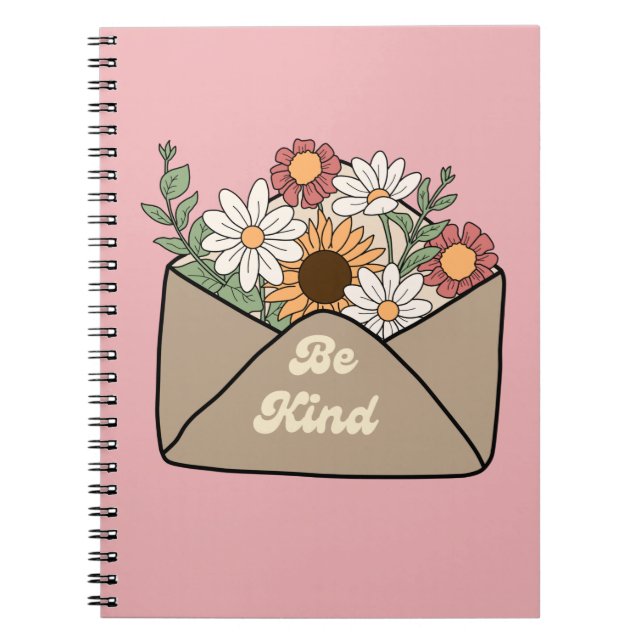 Cuaderno cita para ser amable en sobre de mensaje de flor (Frente)
