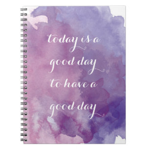 Cuaderno Cita positiva de la acuarela púrpura