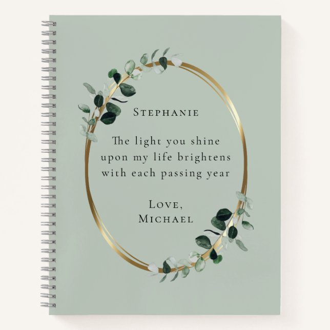 Cuaderno Cita Romántica Personalizada Eucalipto (Anverso)