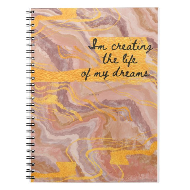 Cuaderno cita rosa y dorada (Frente)