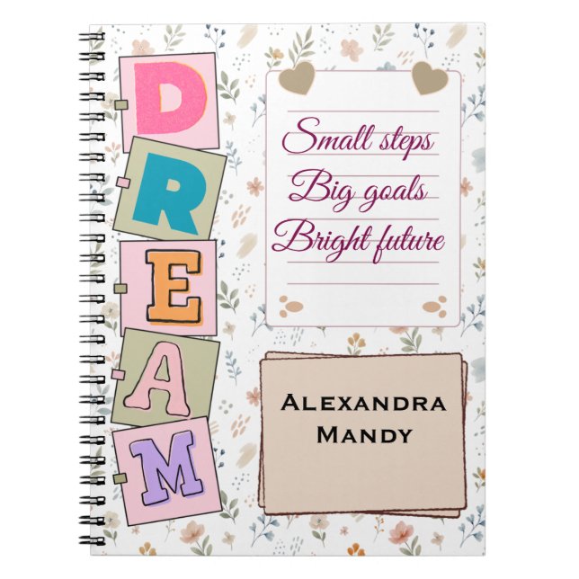 Cuaderno citación floral personalizada soñada (Frente)
