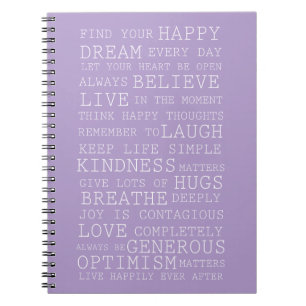 Cuaderno Citas inspiradoras de amor soñador lavanda púrpura