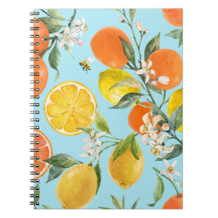 Cuaderno Cítricos acuarela Frutas: Dibujado a mano
