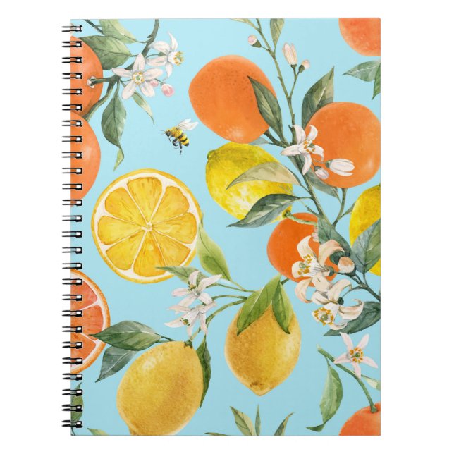 Cuaderno Cítricos acuarela Frutas: Dibujado a mano (Frente)