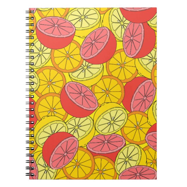 Cuaderno Citrus Frutos Patrón Brillante Sin Marea (Frente)