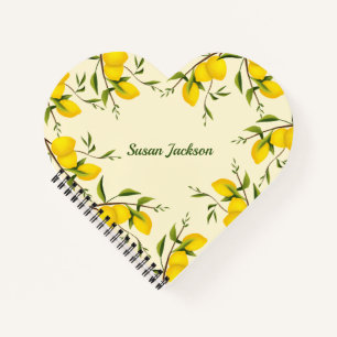 Cuaderno Citrus limón en forma de corazón Personalizado Bot