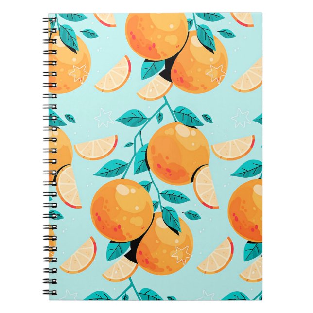 Cuaderno Citrus Naranja de acuarela de bonito (Frente)