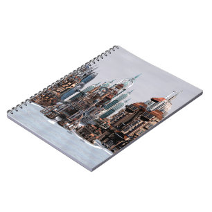 Cuaderno Ciudad de fantasía futurista Arte de horizonte de 