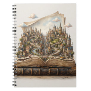 Cuaderno Ciudad en miniatura dentro de un libro abierto – L