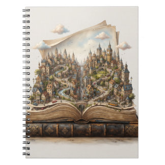 Cuaderno Ciudad en miniatura dentro de un libro abierto – L