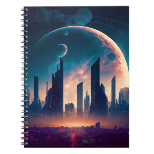 Cuaderno Ciudad espacial Cyberpunk de ciencia ficción