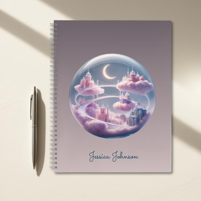 Cuaderno Ciudad flotante celeste personalizada (Personalized Celestial Floating City Notebook)