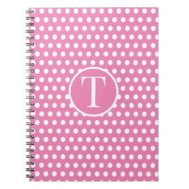 Cuaderno Cjic Cute retro letra inicial Polka Dotd Rosa