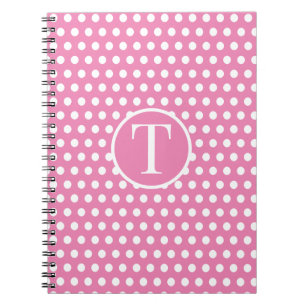 Cuaderno Cjic Cute retro letra inicial Polka Dotd Rosa
