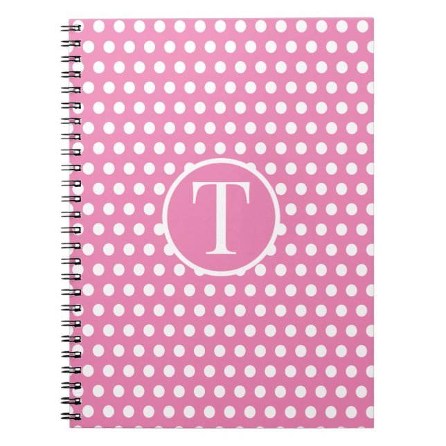 Cuaderno Cjic Cute retro letra inicial Polka Dotd Rosa (Frente)