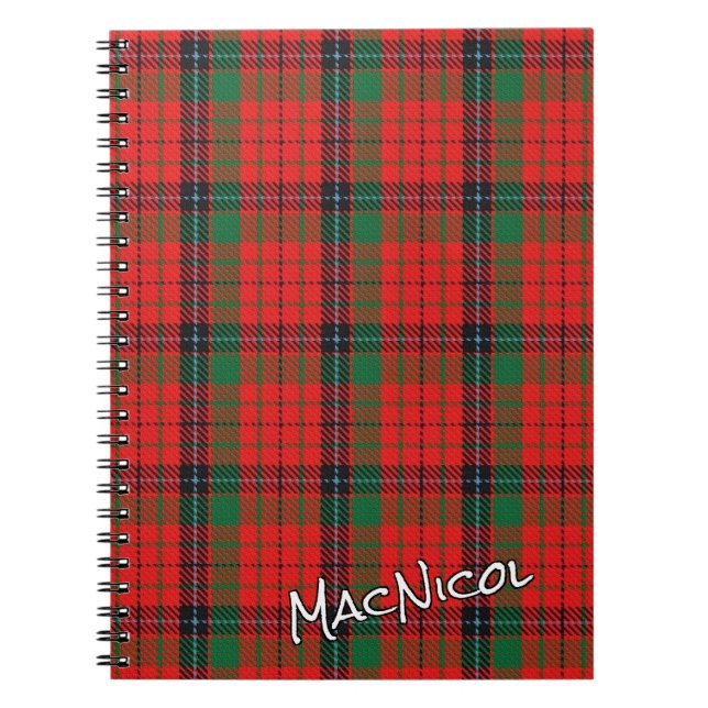 Cuaderno Clan de Honor Escocés MacNicol Red Tartán (Frente)