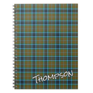 Cuaderno Clan de honor escocés Thompson Blue Brown Tartán