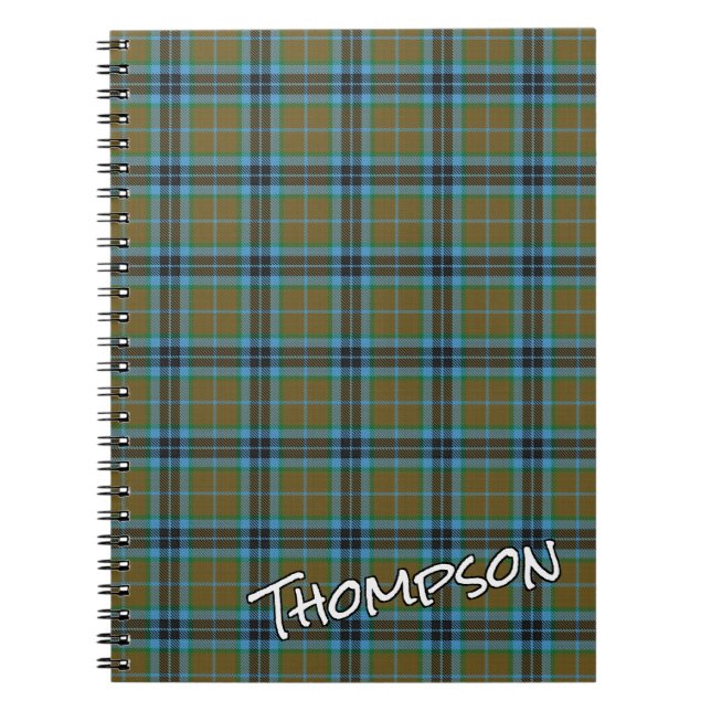 Cuaderno Clan de honor escocés Thompson Blue Brown Tartán (Frente)