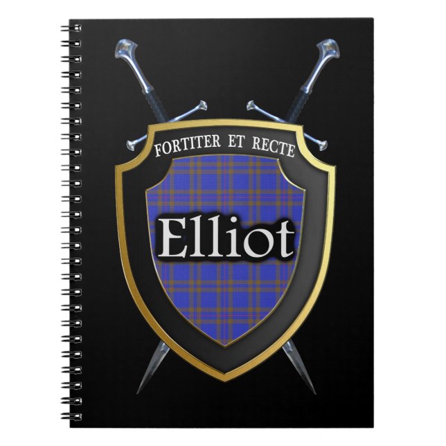 Cuaderno Clan Elliot Tartan Shield & Swords (Frente)