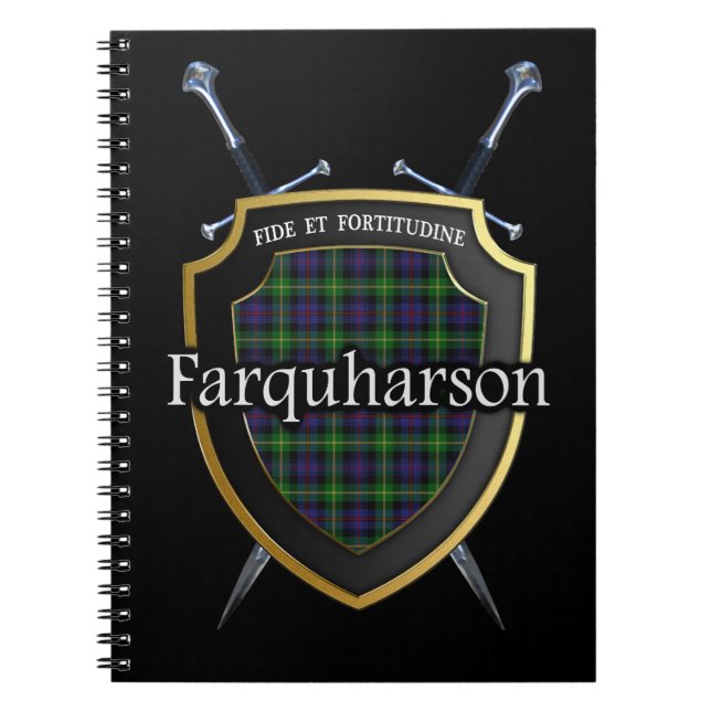 Cuaderno Clan Farquharson Tartan Shield & Swords (Frente)