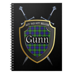 Cuaderno Clan Gunn Tartan Shield & Swords