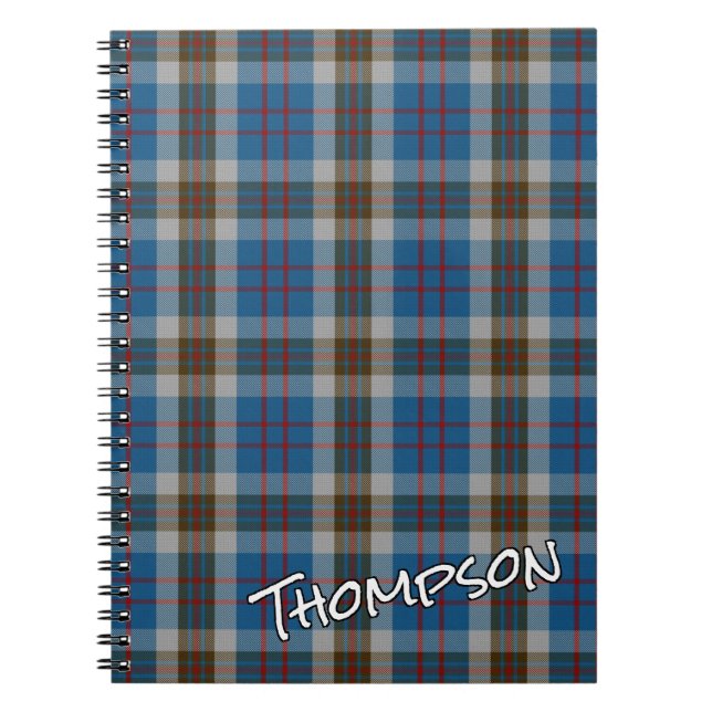 Cuaderno Clan Honor Escocés Thompson Blue Grey Tartán (Frente)