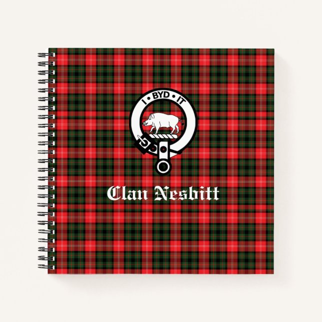 Cuaderno Clan Nesbitt Escudo y receta personalizada Tartan (Anverso)