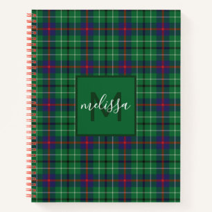 Cuaderno Clan Personalizado Duncan Plaid Tartan Monogram