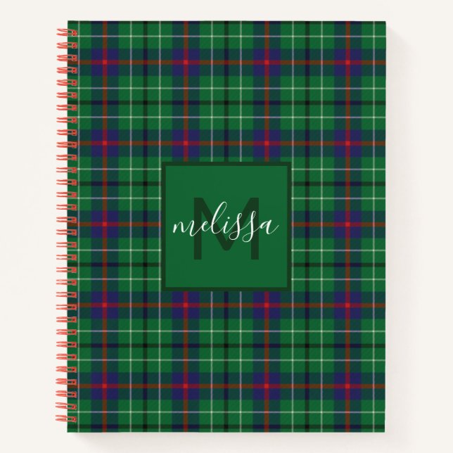 Cuaderno Clan Personalizado Duncan Plaid Tartan Monogram (Anverso)