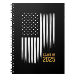 Cuaderno Clase de 2025 Bandera Americana de Graduación de ú