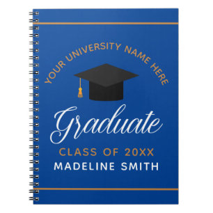 Cuaderno Clase de Personalizado de Graduación de Oro Azul d
