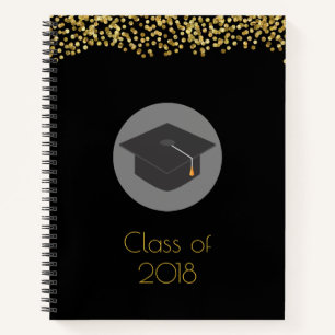 Cuaderno Clase Faux Gold Confetti & Graduation Cap de 20xx