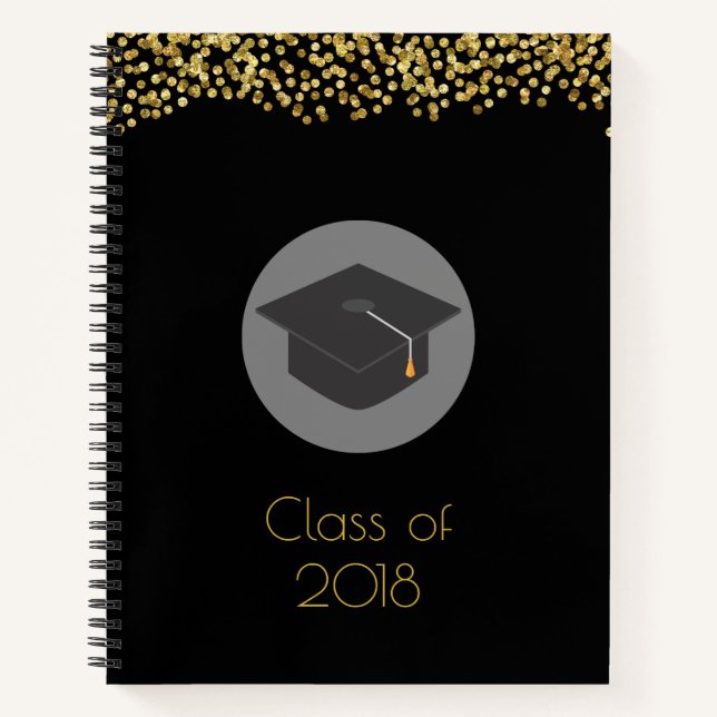 Cuaderno Clase Faux Gold Confetti & Graduation Cap de 20xx (Anverso)