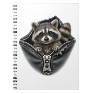 Cuaderno Clásico con Mapache Adorable en Bolsillo 