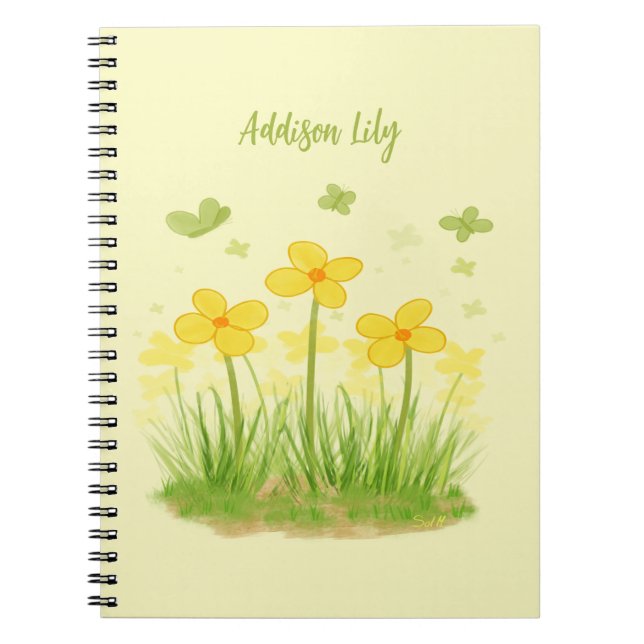 Cuaderno Clásico de Girasoles Silvestres y Maripos (Frente)