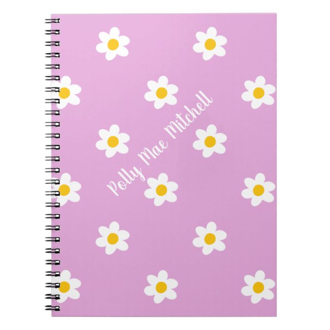 Cuaderno clásico de margaritas rosas (Frente)