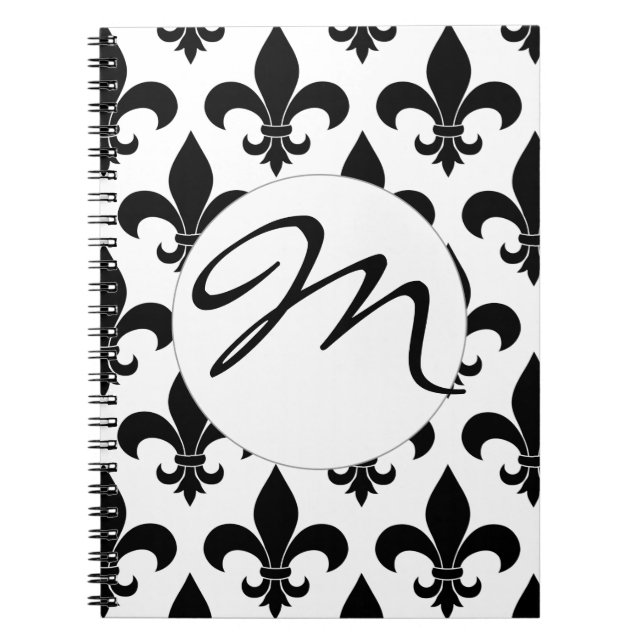 Cuaderno Clásico de patrón de flor de lis de Francia (Frente)