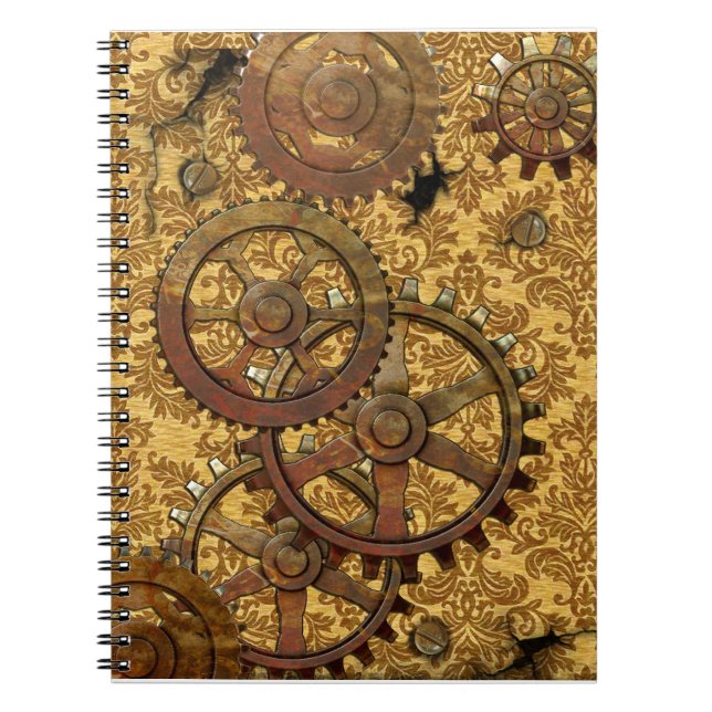Cuaderno clásico de Steampunk del moreno (Frente)