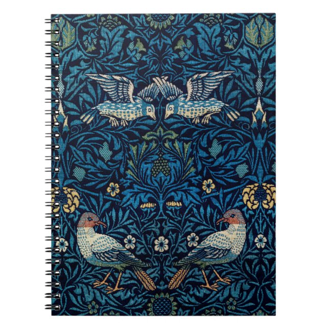 Cuaderno Clásico de tapiz de aves azules de William Morris (Frente)