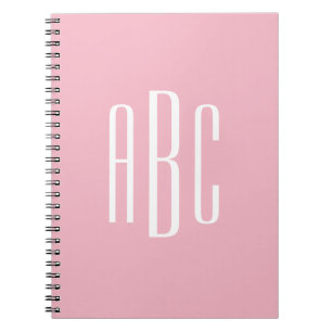 Cuaderno Clásico Estilo Monograma De 3 Letras Rosa Pálido B