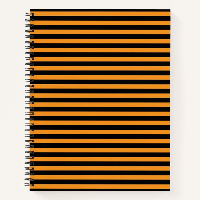 Cuaderno Clásico Moderno de Rayas Negras y Naranja (Anverso)