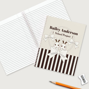 Cuaderno Clásico Moderno Rayado Cute Cartoon Conejo Gemelo