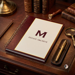 Cuaderno Clásico Monograma Archivo Estate Burdeos