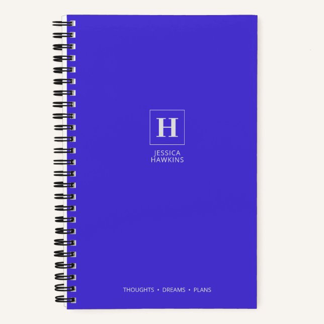 Cuaderno Clásico Monograma Azul Eléctrico (Anverso)