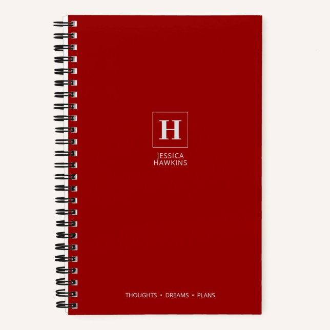 Cuaderno Clásico Monograma Rojo Carmesí (Anverso)