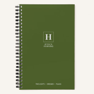 Cuaderno Clásico Monograma Verde Oliva Oscuro