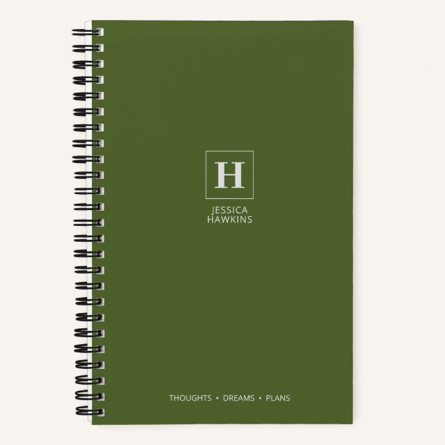 Cuaderno Clásico Monograma Verde Oliva Oscuro (Anverso)
